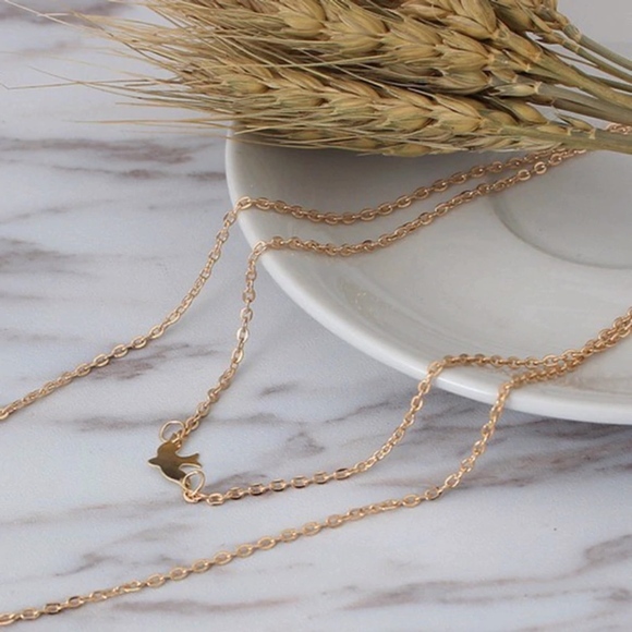 Twin Birds Layered Two Strand Gold Necklace - Picture 2 of 8